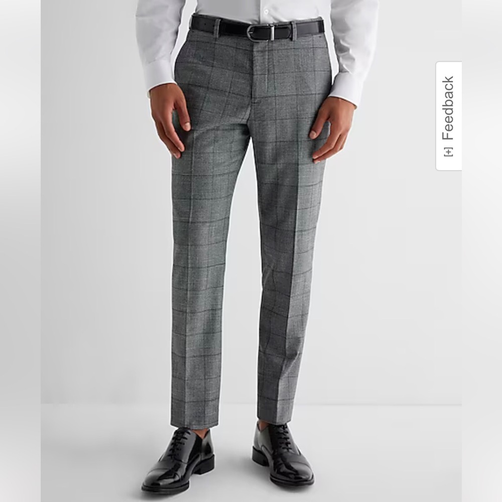 NWT Express Extra Slim Plaid Flannel Elastic Waist Dress Pant